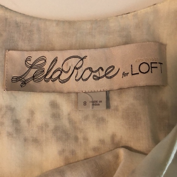 Lela Rose Loft Cream Brown Swirl Cinched Waist Dress 8 - Picture 7 of 8